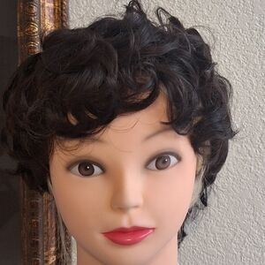 Short Curly Synthetic Wig in Dark Brown